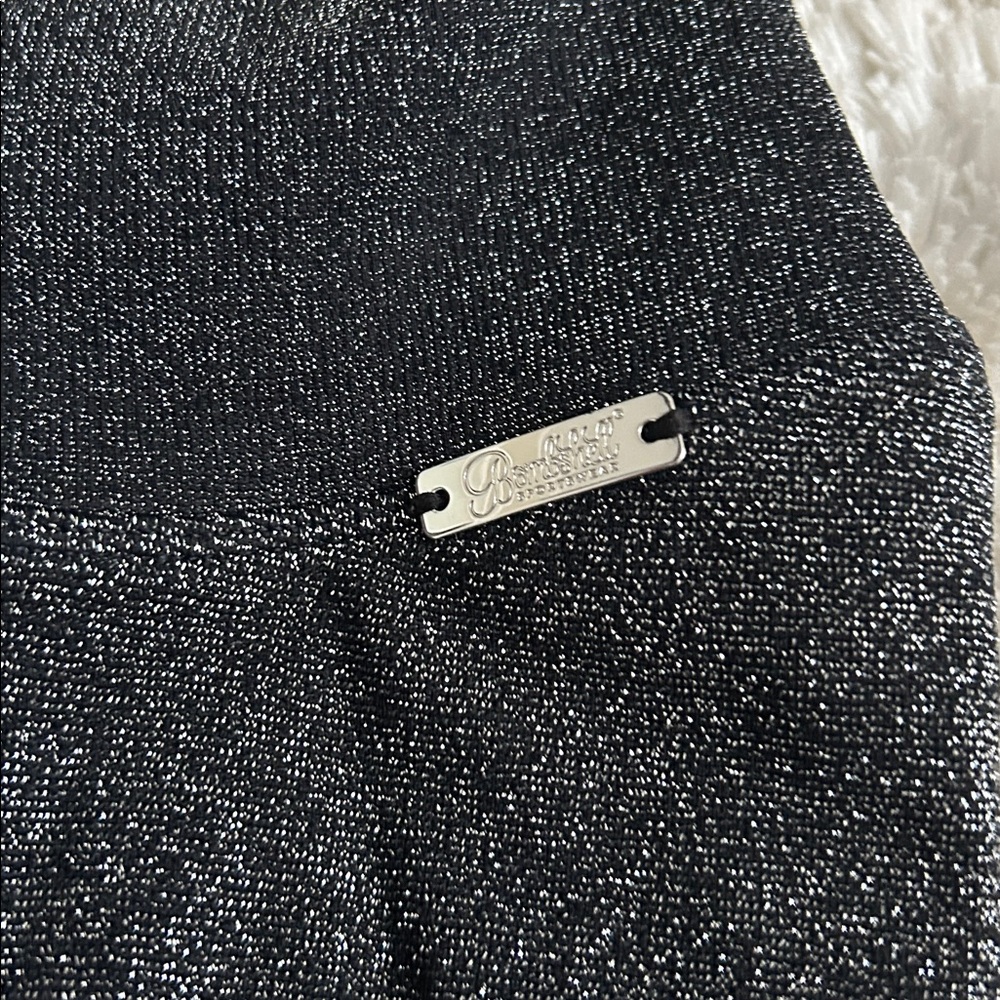 Bombshell Sportswear Glittery Black Scrunch Butt Leggings - Picture 3 of 5